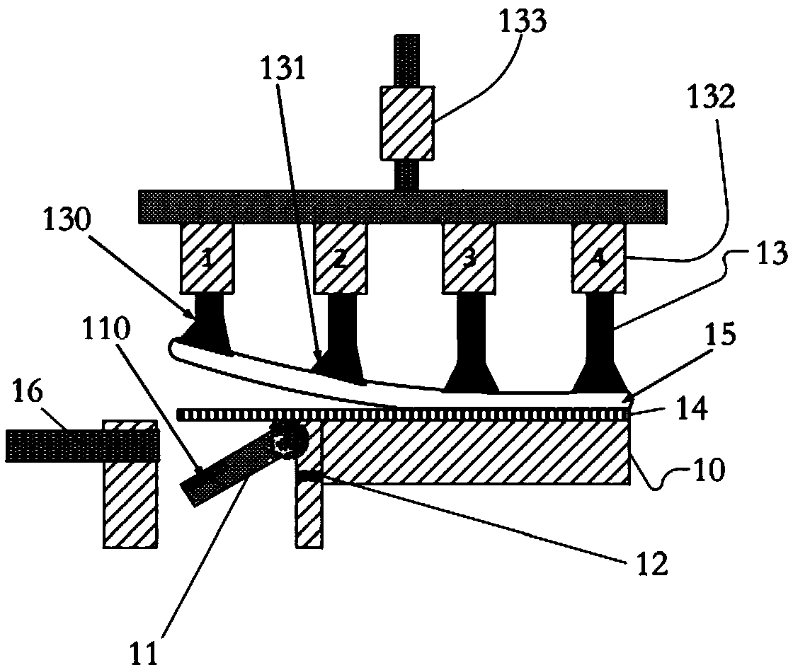 Peeling device and peeling method for display substrate