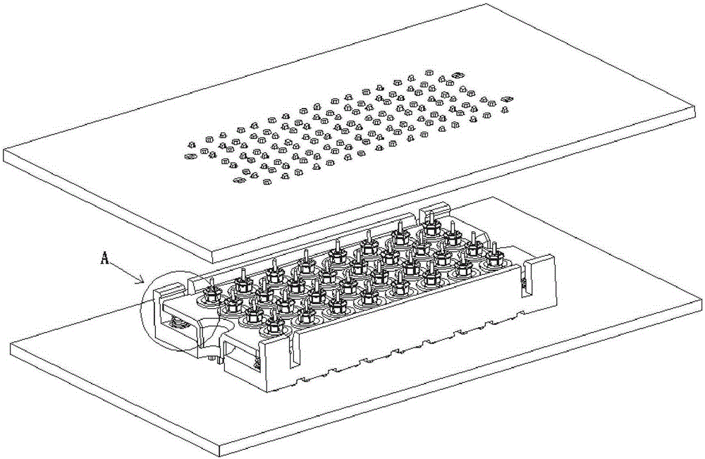 Integrated multi-board tolerance radio frequency connector