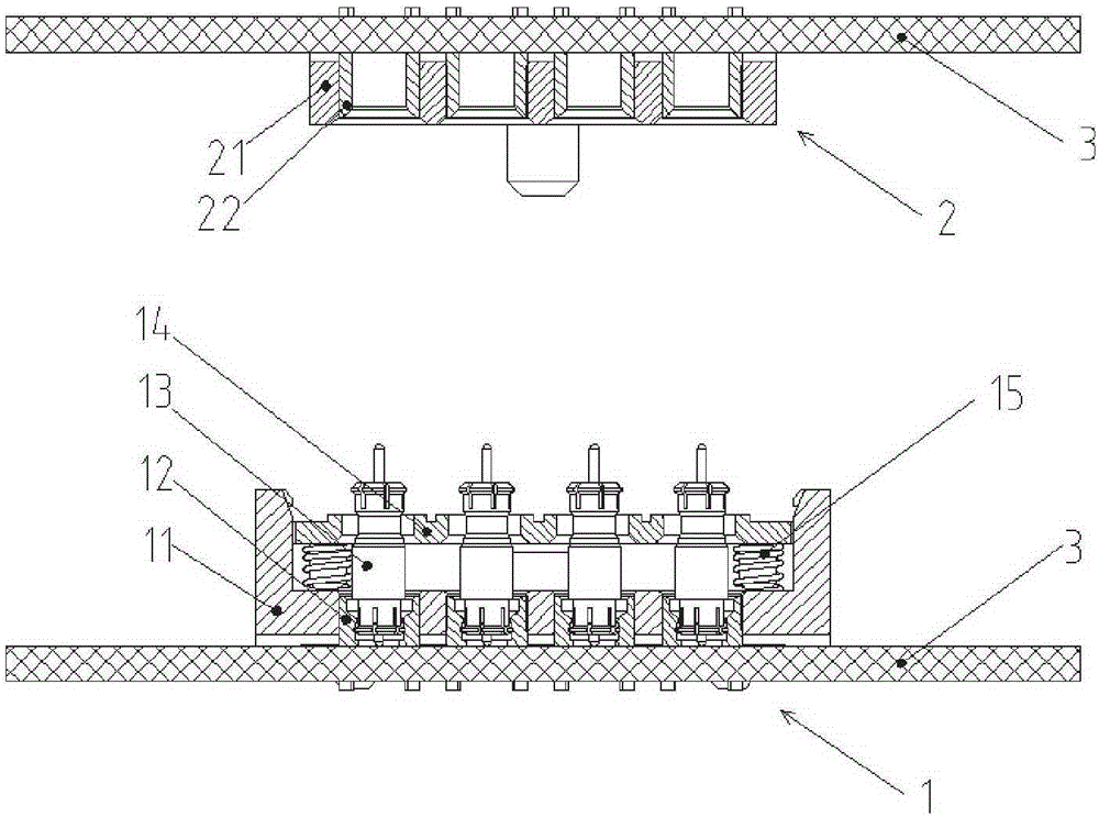 Integrated multi-board tolerance radio frequency connector