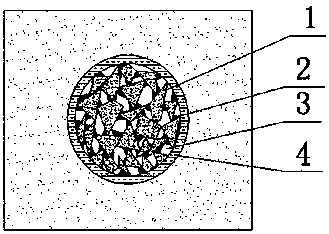 High-polymer gravel permeable rigid pile and its construction technique