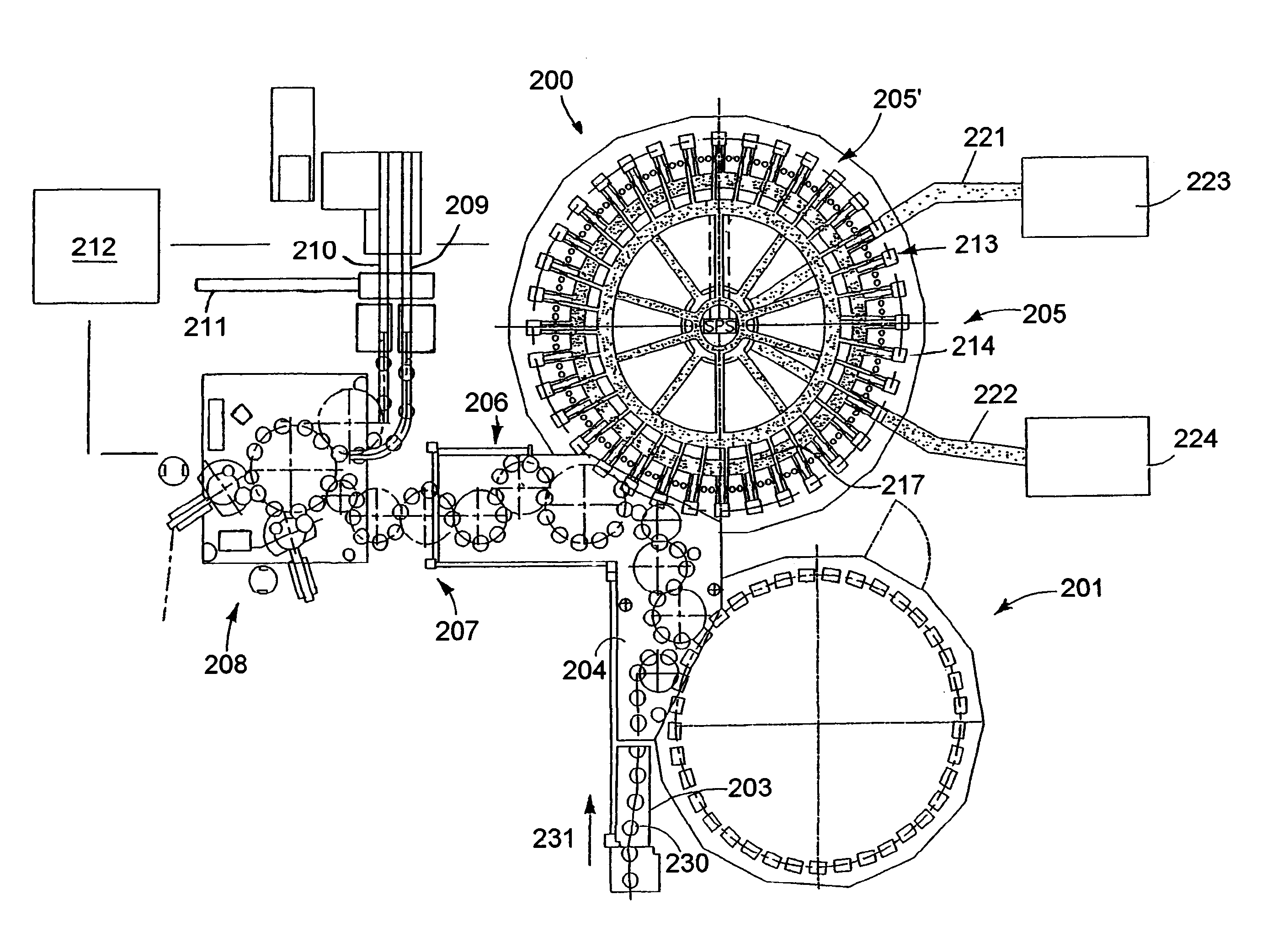 Labeling arrangement for labeling beverage bottles