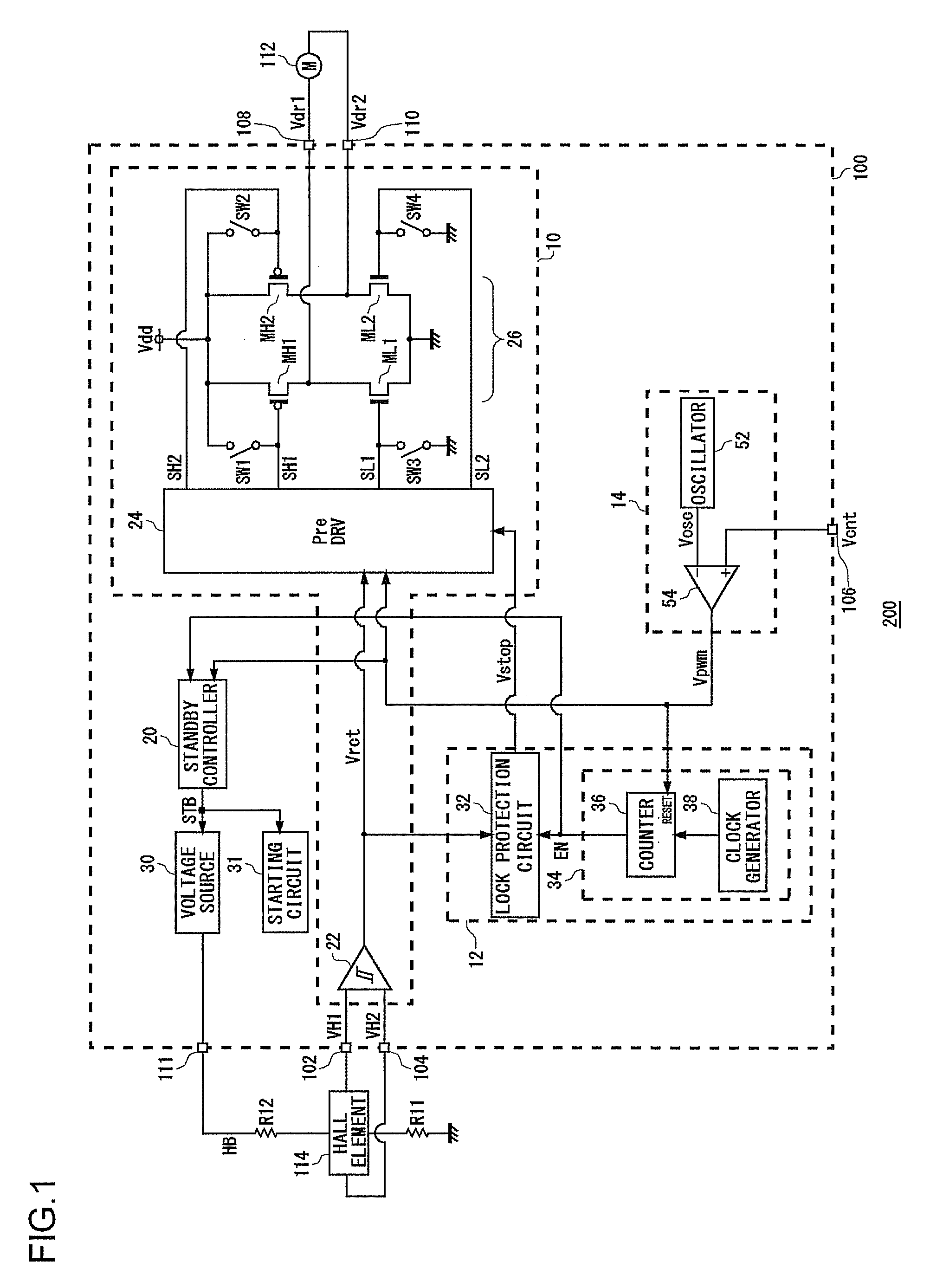 Motor drive device with lock protection function