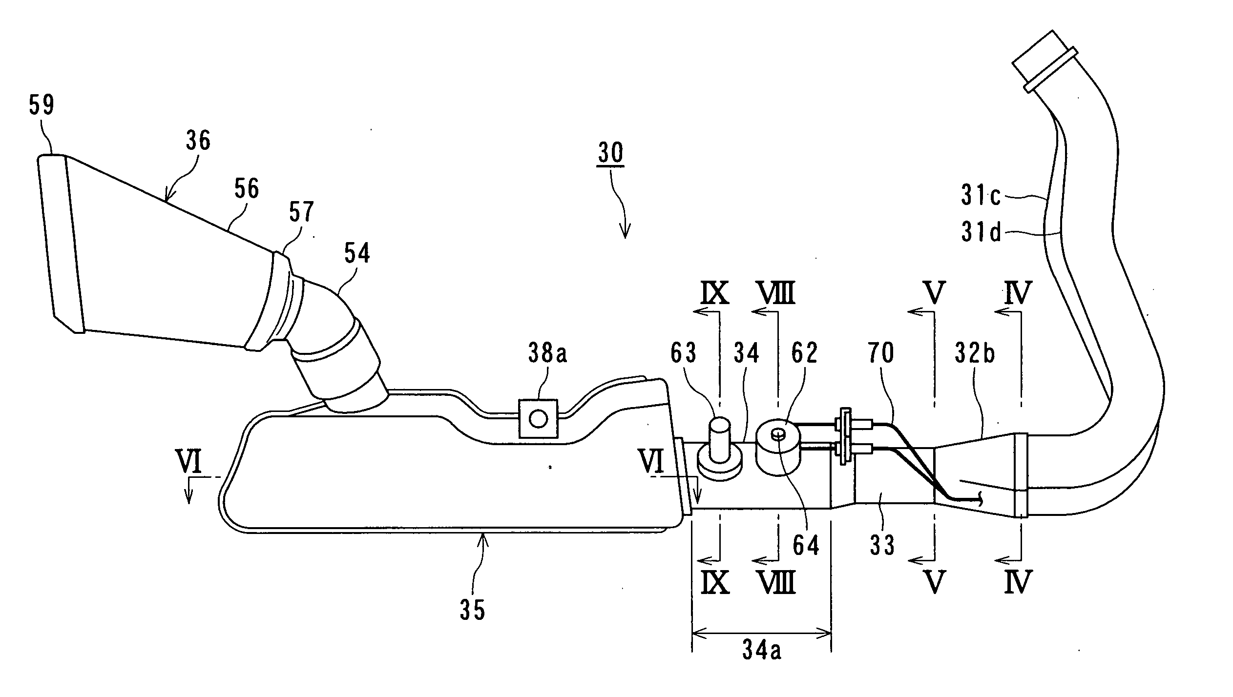 Exhaust system for motorcycle