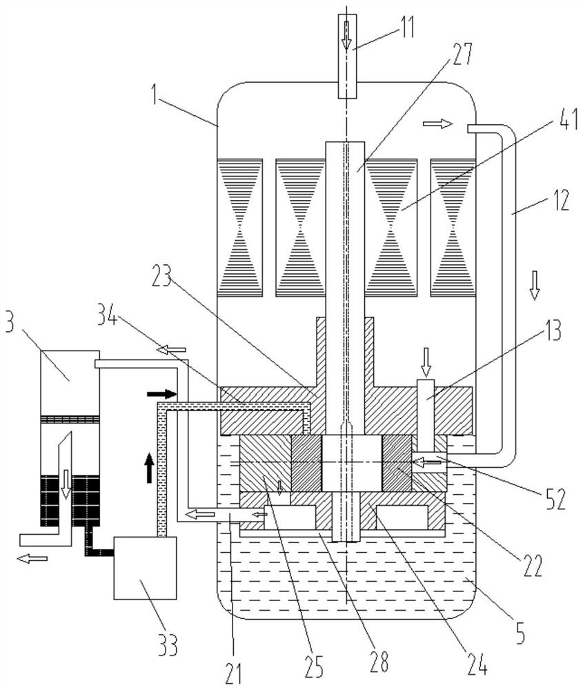 Low back pressure rotary compressor and corresponding oil return pressure drop control method, and air conditioner