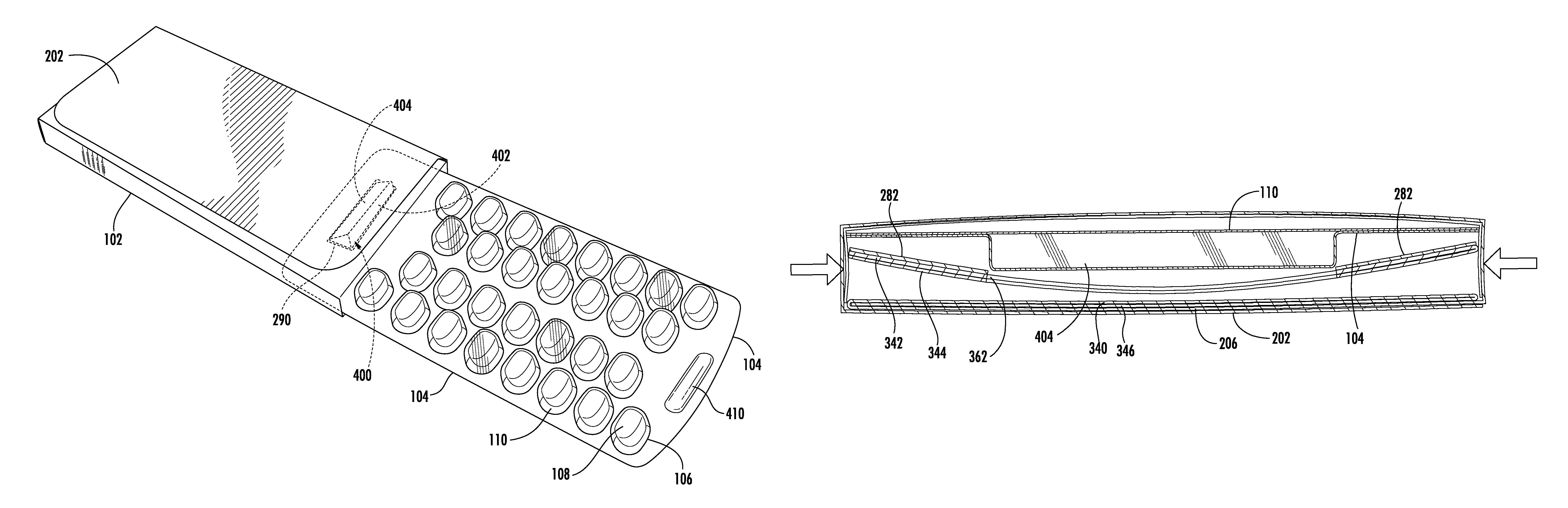 Child-resistant packaging container and blank