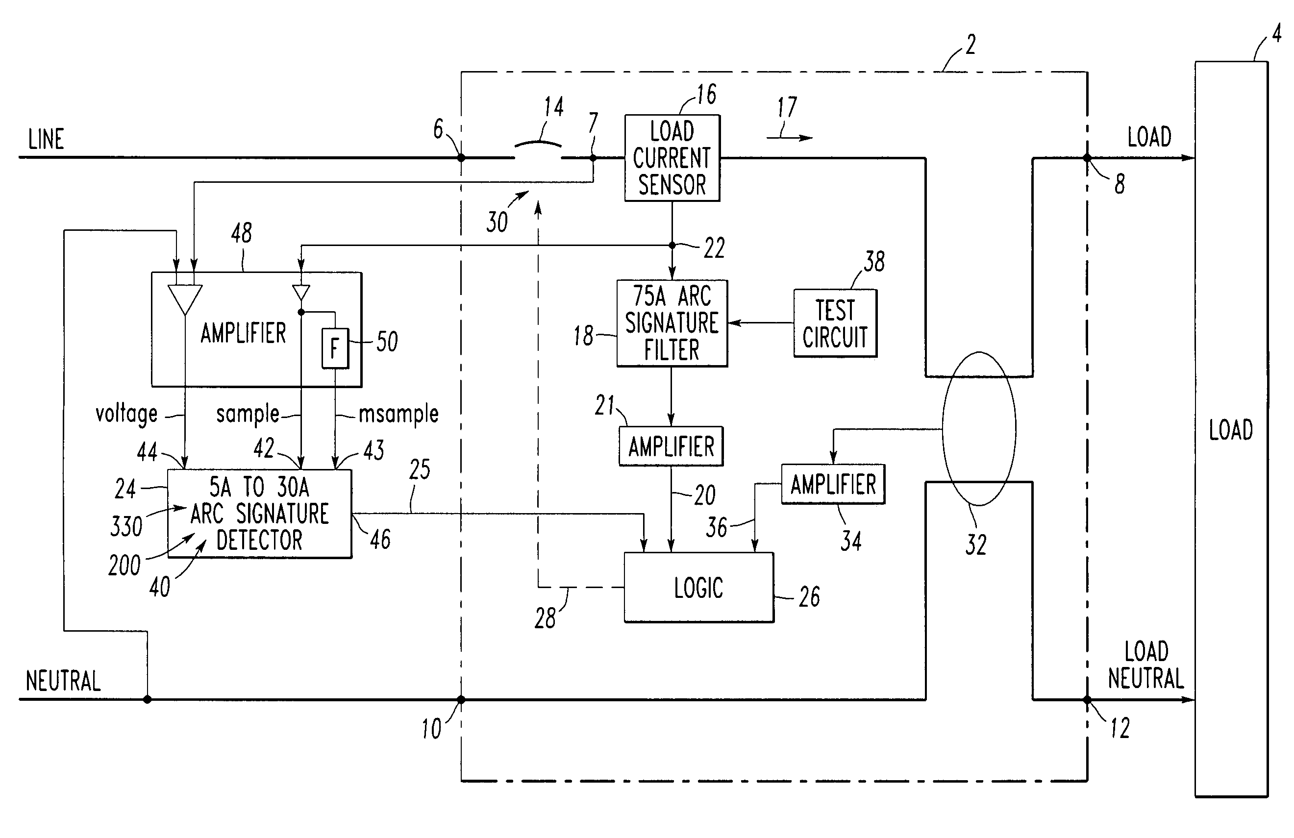 Arc fault circuit interrupter for a compressor load