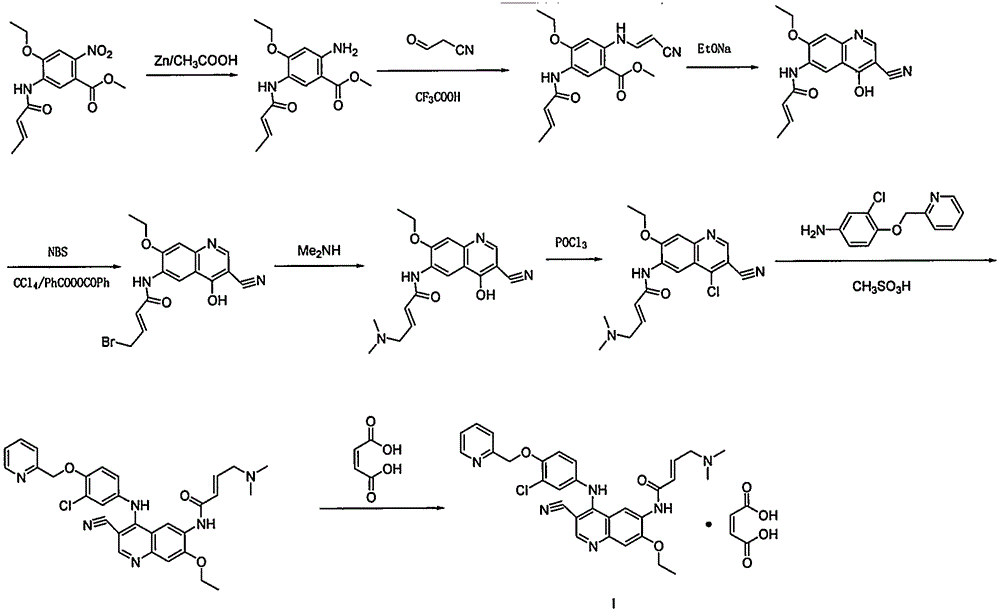 Preparation method of antineoplastic drug maleic acid neratinib