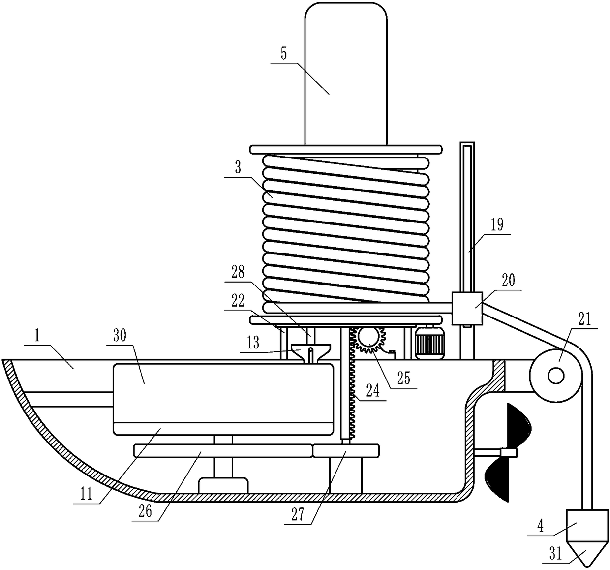 Stratified sampling device for water