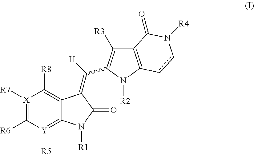 Pyrrolo [3,2-c] pyridine-4-one 2-indolinone protein kinase inhibitors