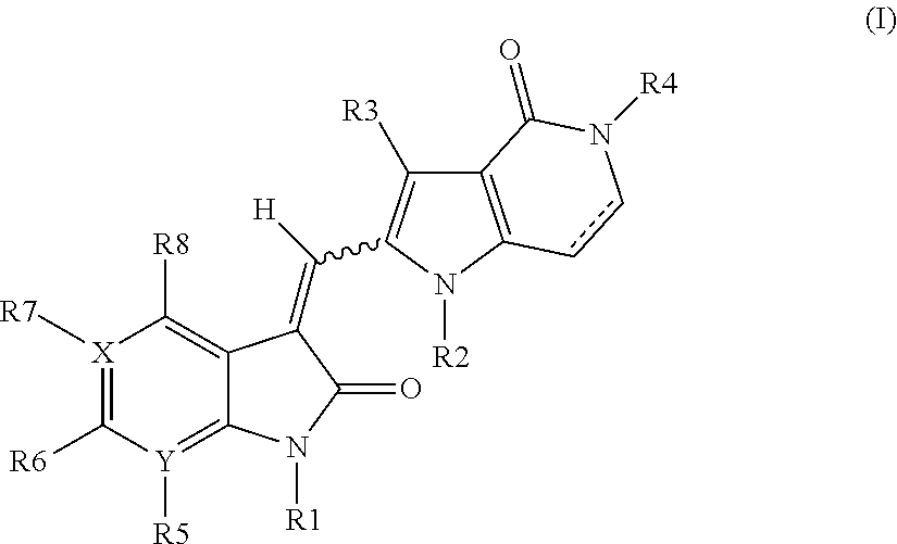 Pyrrolo [3,2-c] pyridine-4-one 2-indolinone protein kinase inhibitors