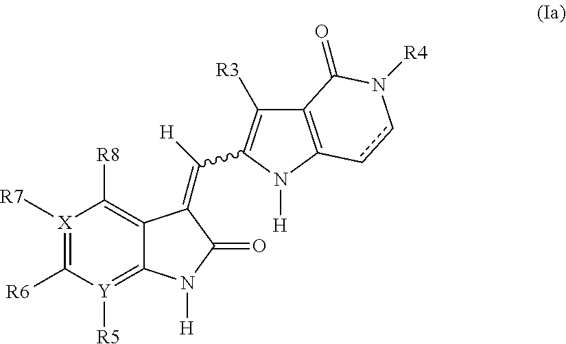 Pyrrolo [3,2-c] pyridine-4-one 2-indolinone protein kinase inhibitors