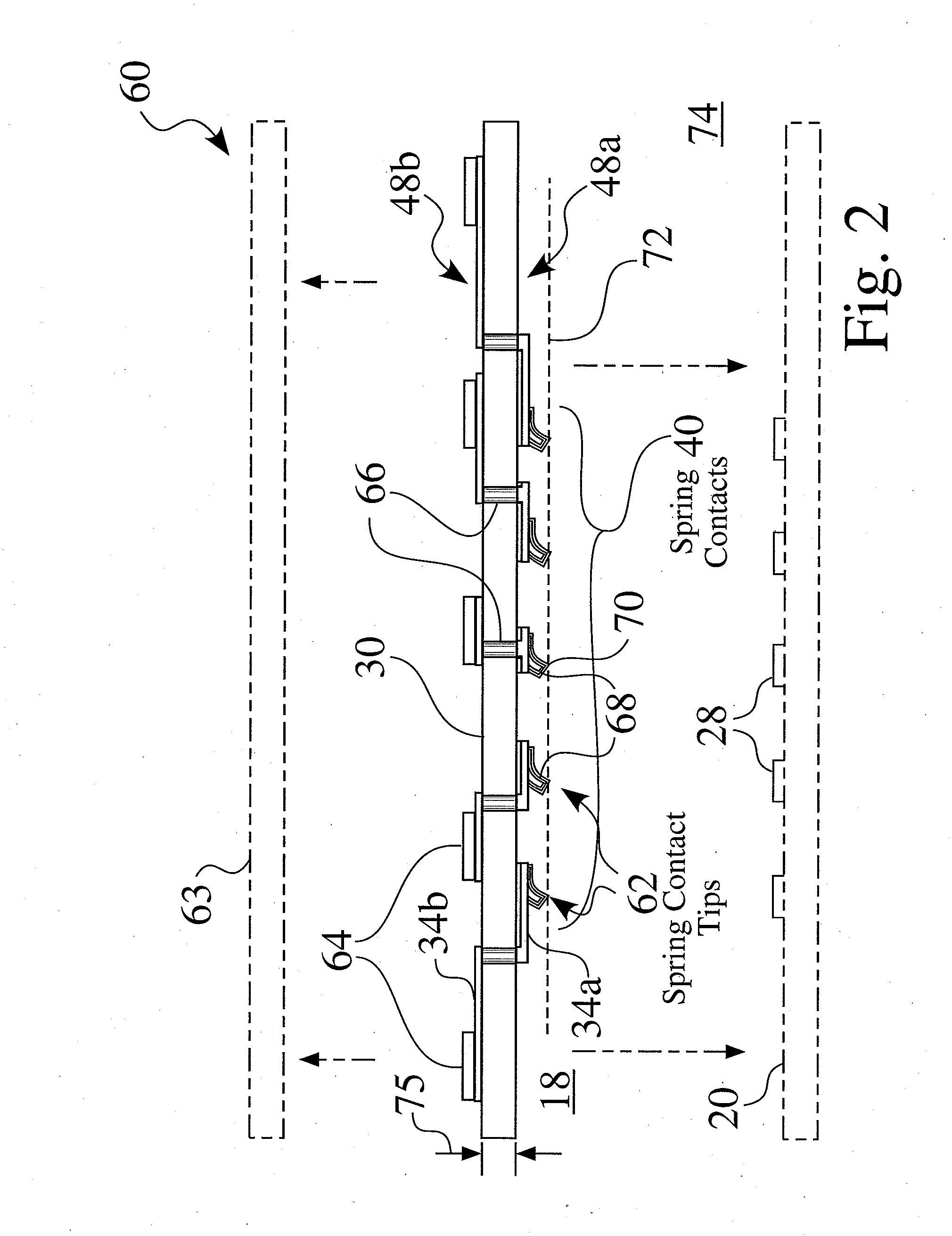 Fine pitch microfabricated spring contact structure & method