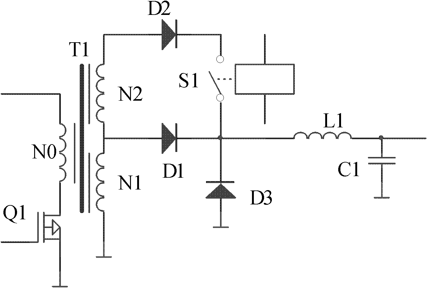 Isolation switch adjustment transformer band superposition rectification output circuit