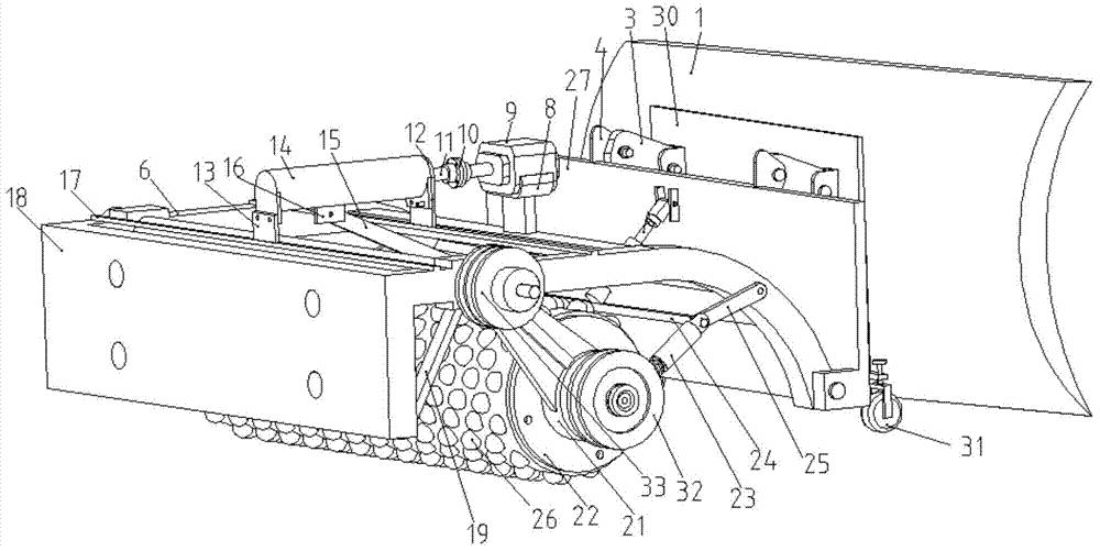 Ice breaking and snow pushing roller shovel mounted on small tractor