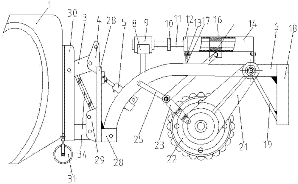 Ice breaking and snow pushing roller shovel mounted on small tractor