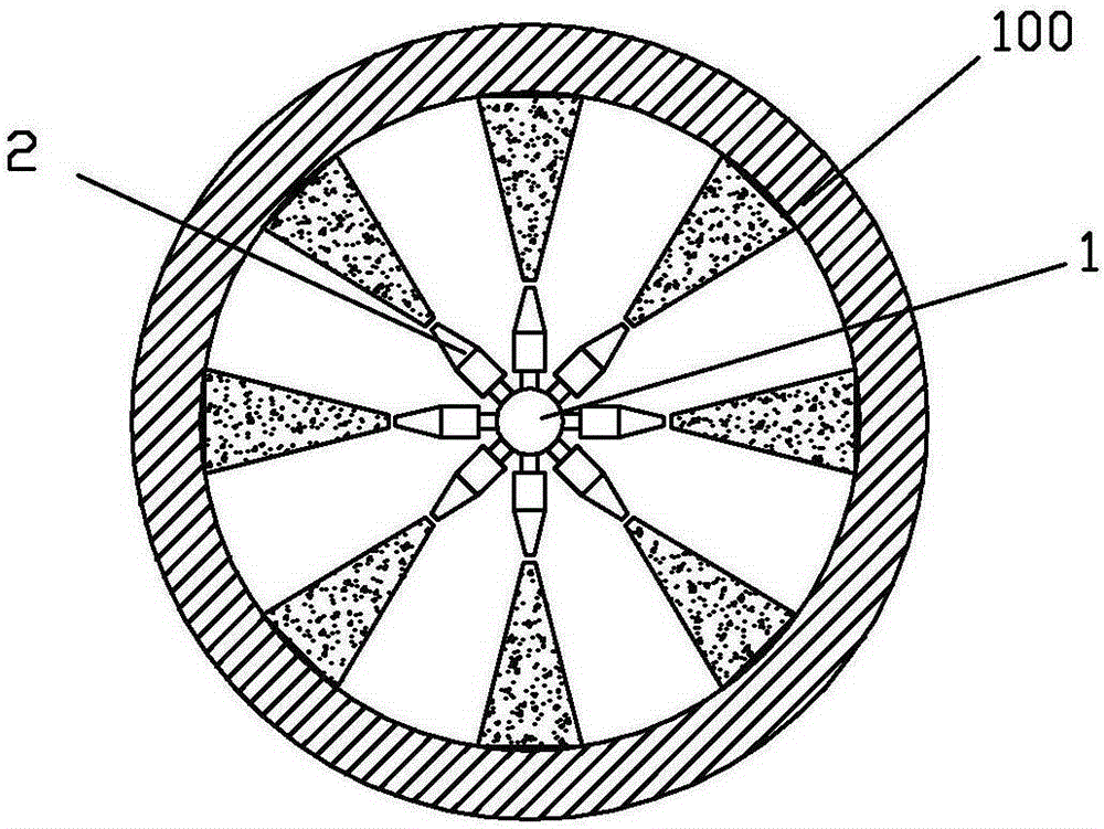 A jet descaling device and method for removing scales on the inner wall of metal pipes