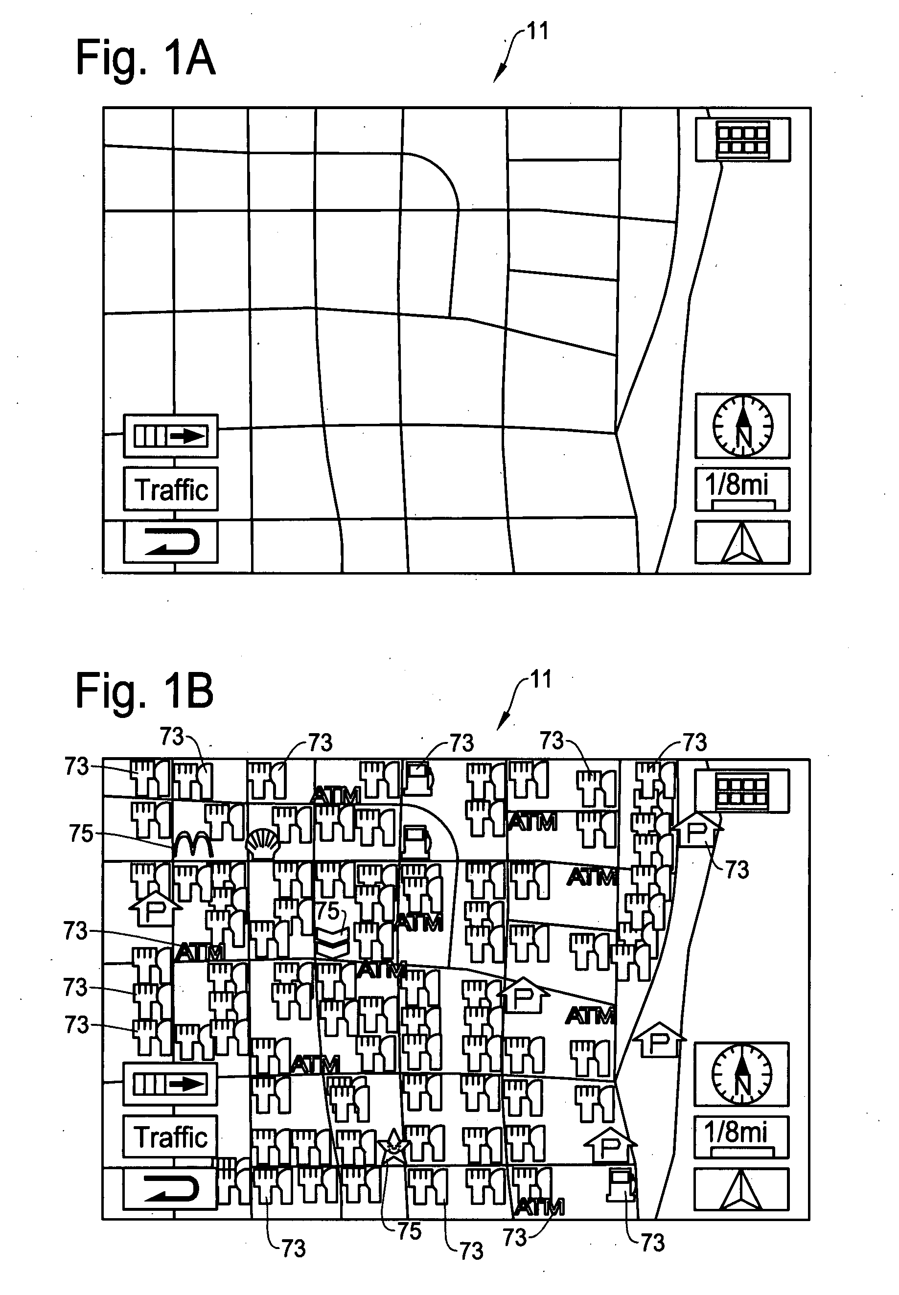 Map scrolling method and apparatus for navigation system for selectively displaying icons