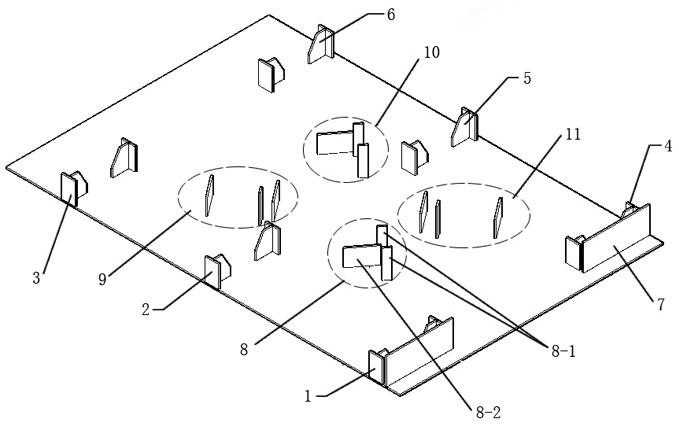 Manufacturing mould for assembly type turnover support and construction method