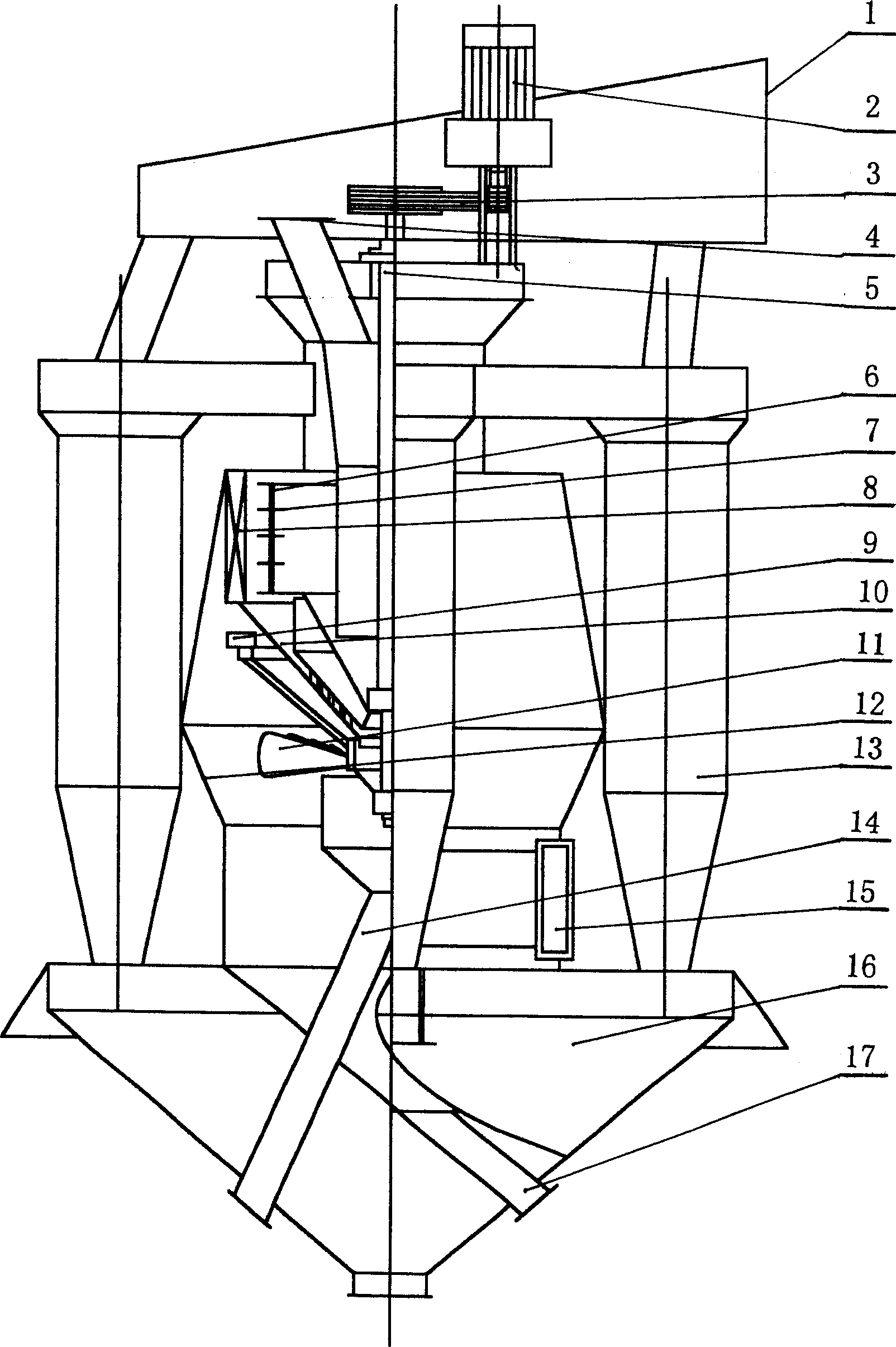 Three composition dividing powder separating machine