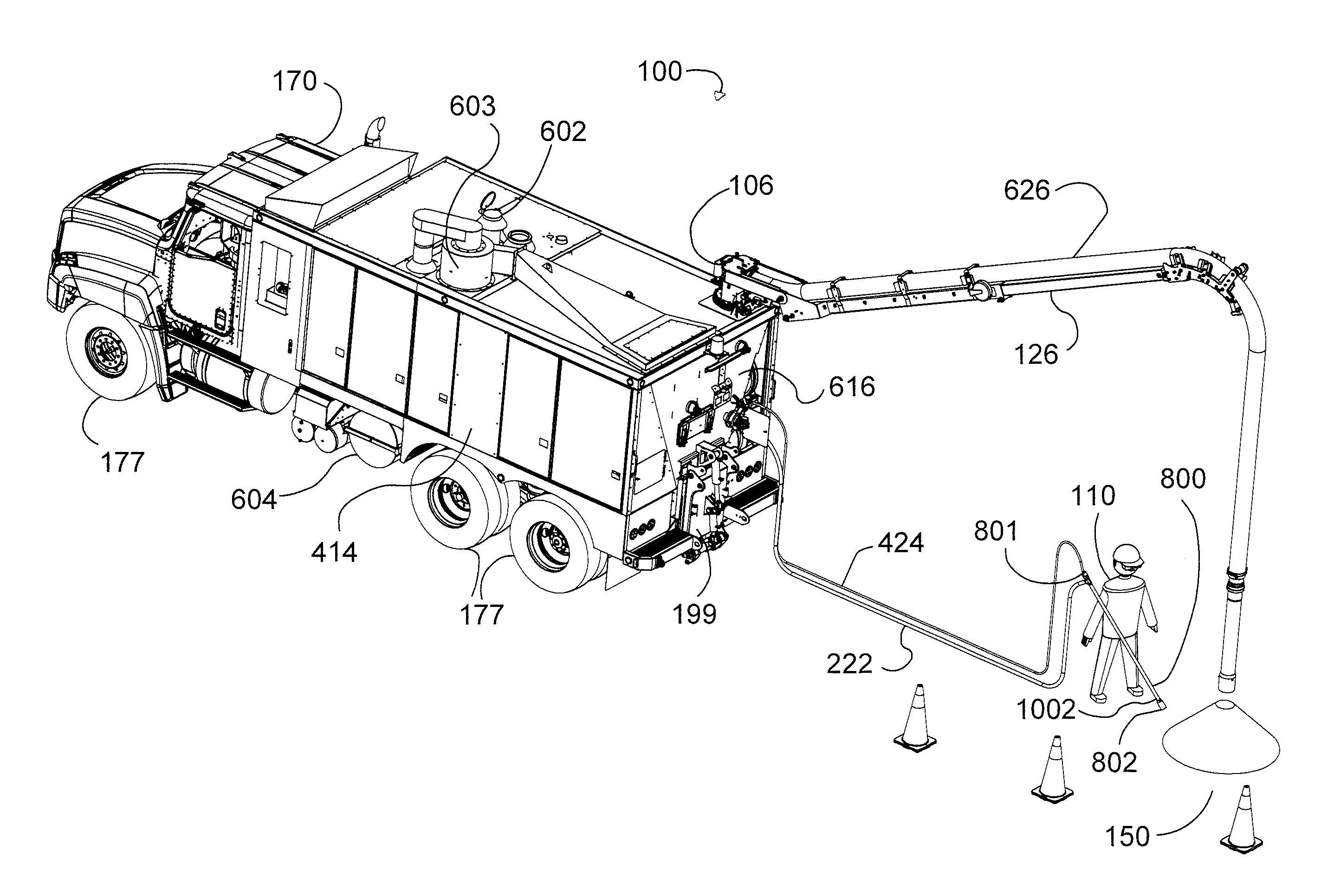 Vacuum unit and truck with air and water