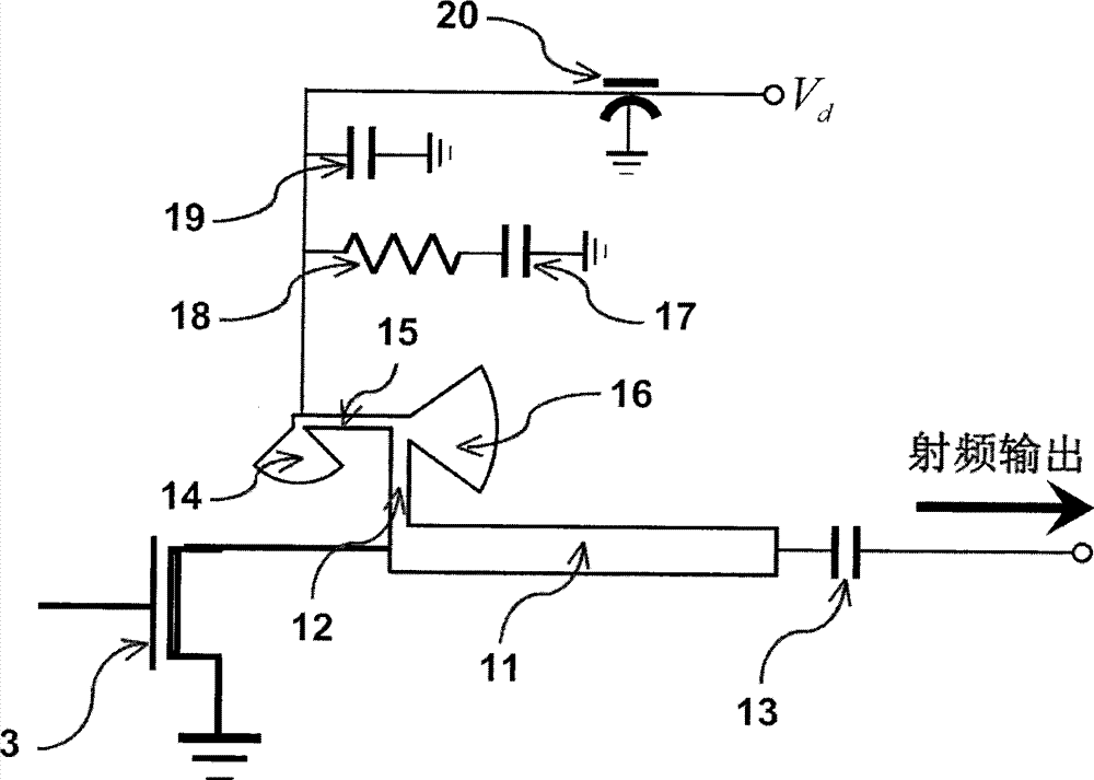 Bias circuit used in Ku waveband internally-matched field effect transistor