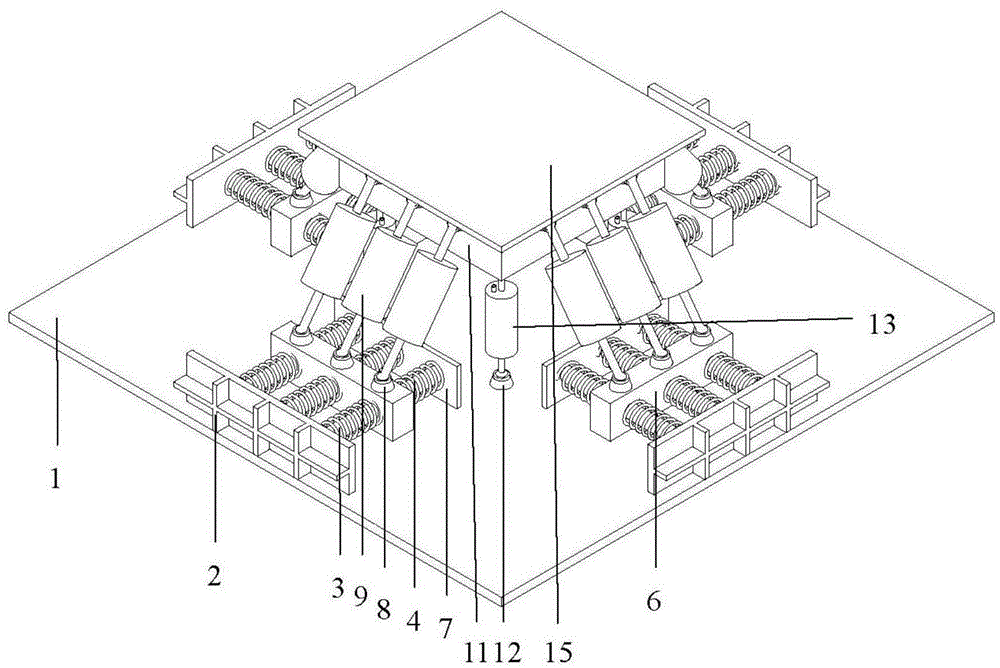 Three-way shock insulation pedestal with spring damp guide rod device