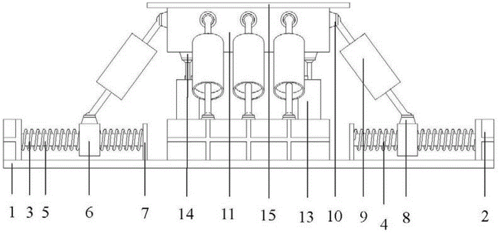 Three-way shock insulation pedestal with spring damp guide rod device