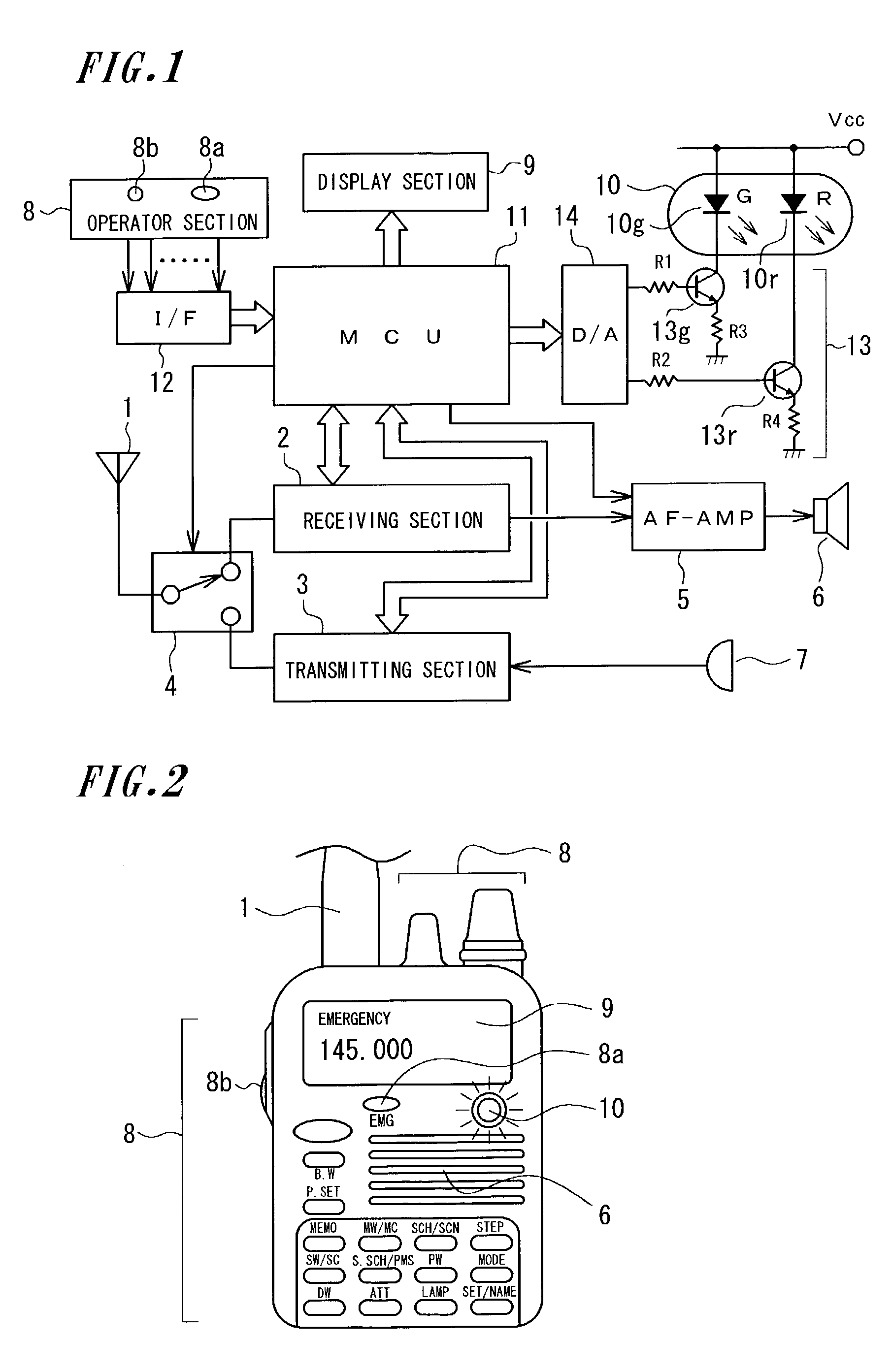 Emergency notification device in radio communication apparatus