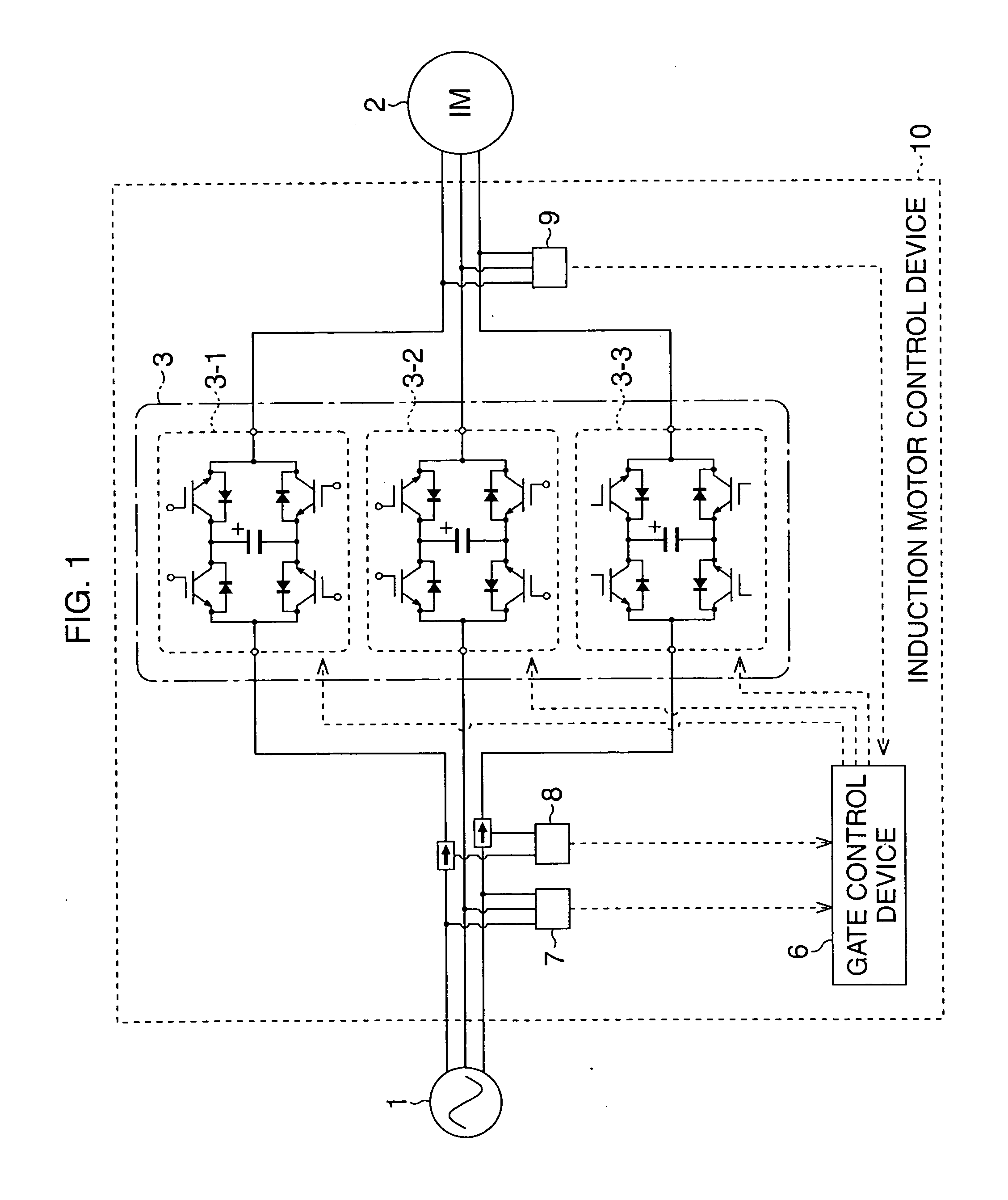 Induction motor control device and induction motor group control system