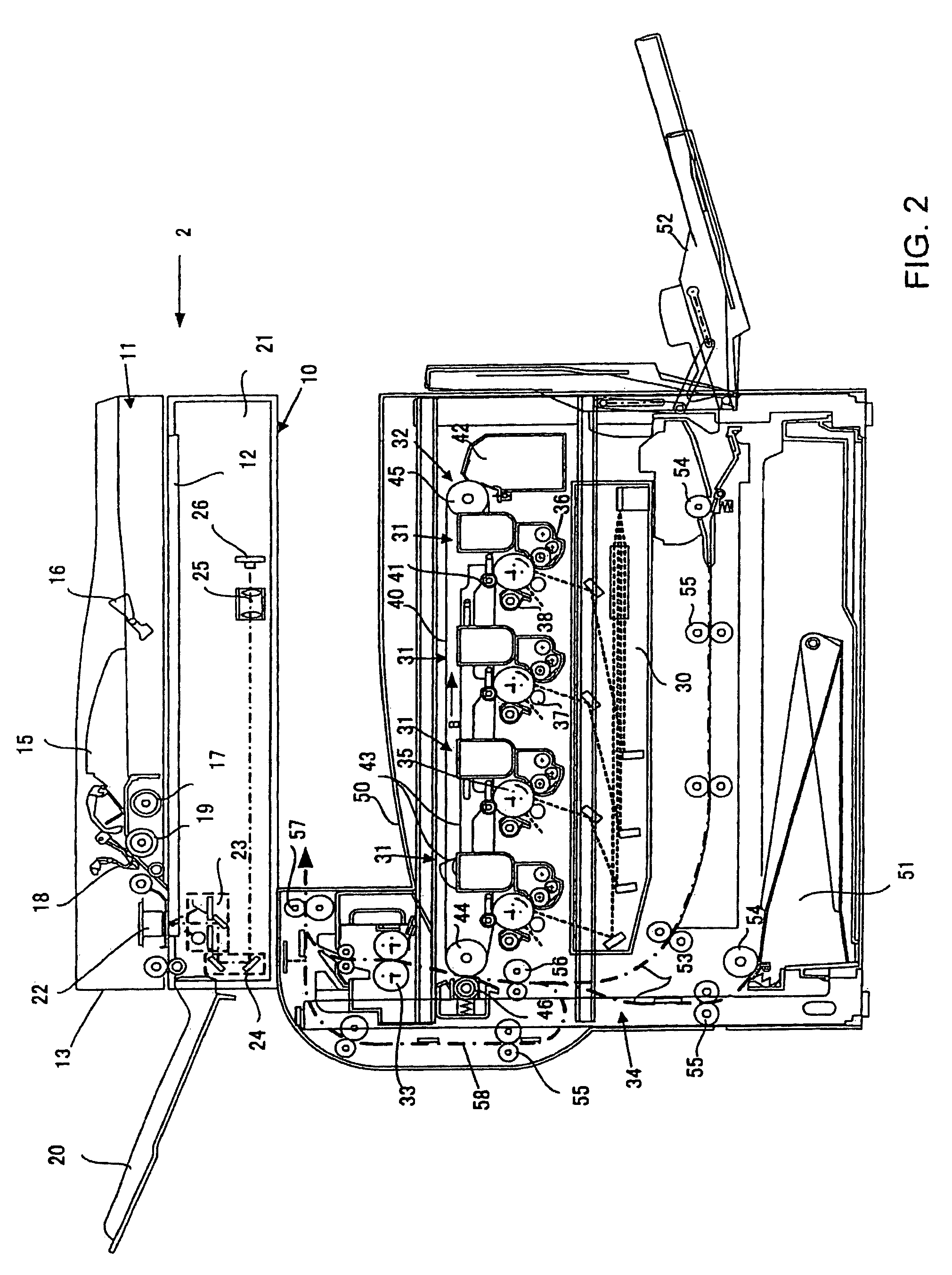 Image processing apparatus for adding different specific images to image data in color and black-and-white modes