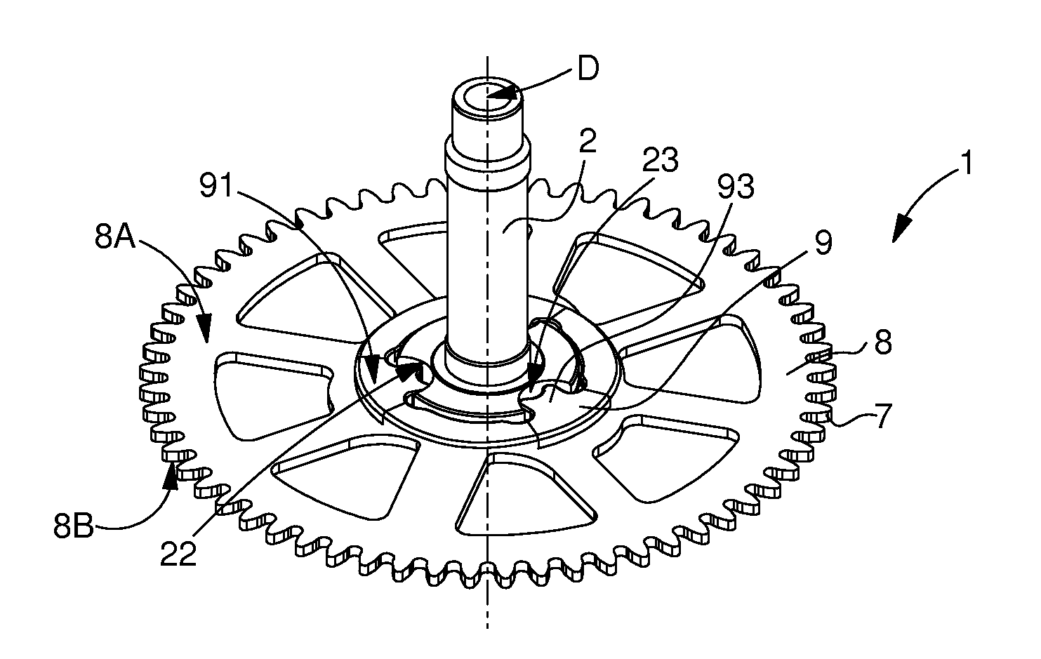 Shockproof centre wheel