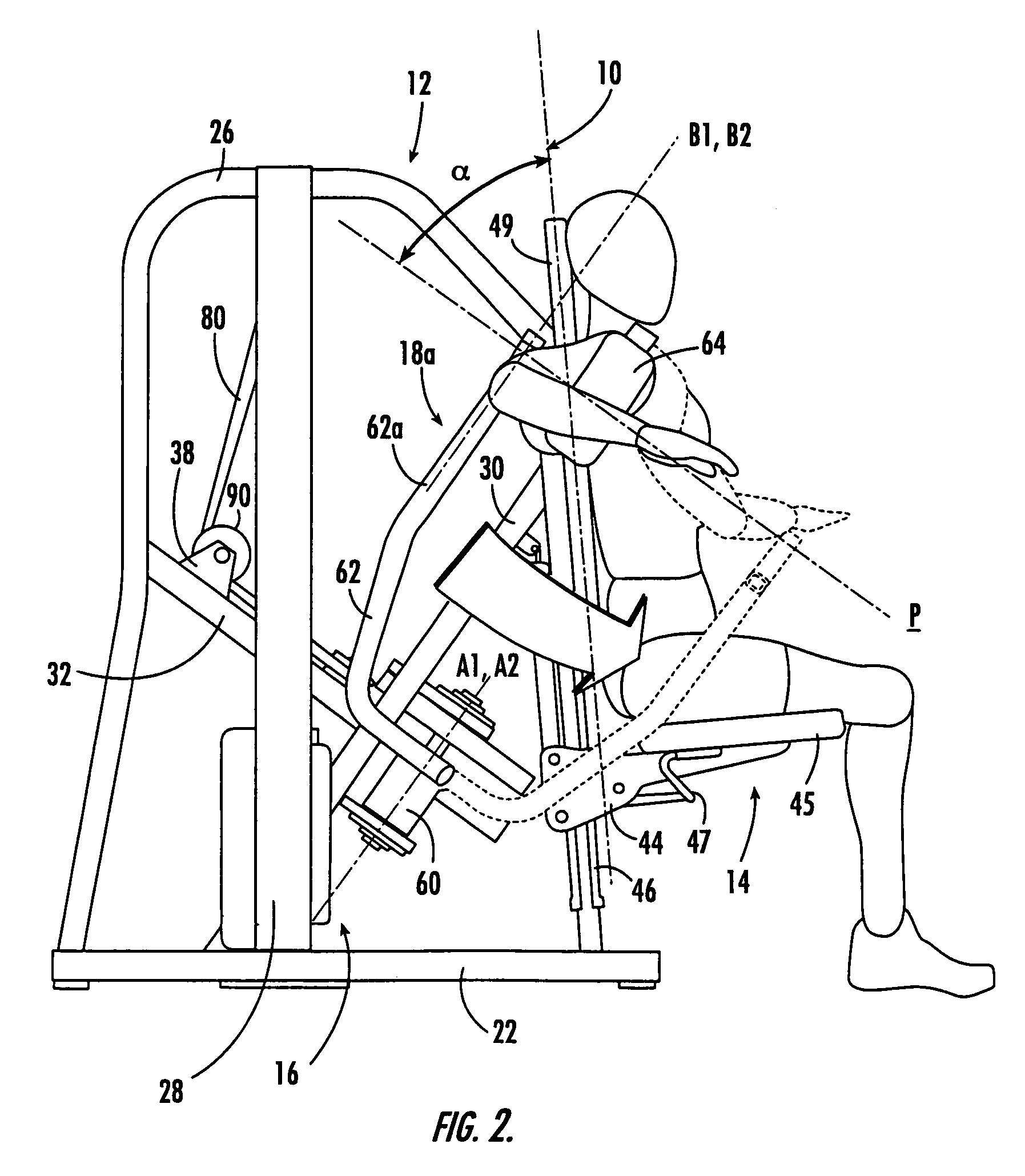 Weight training machine for exercising the upper chest muscles