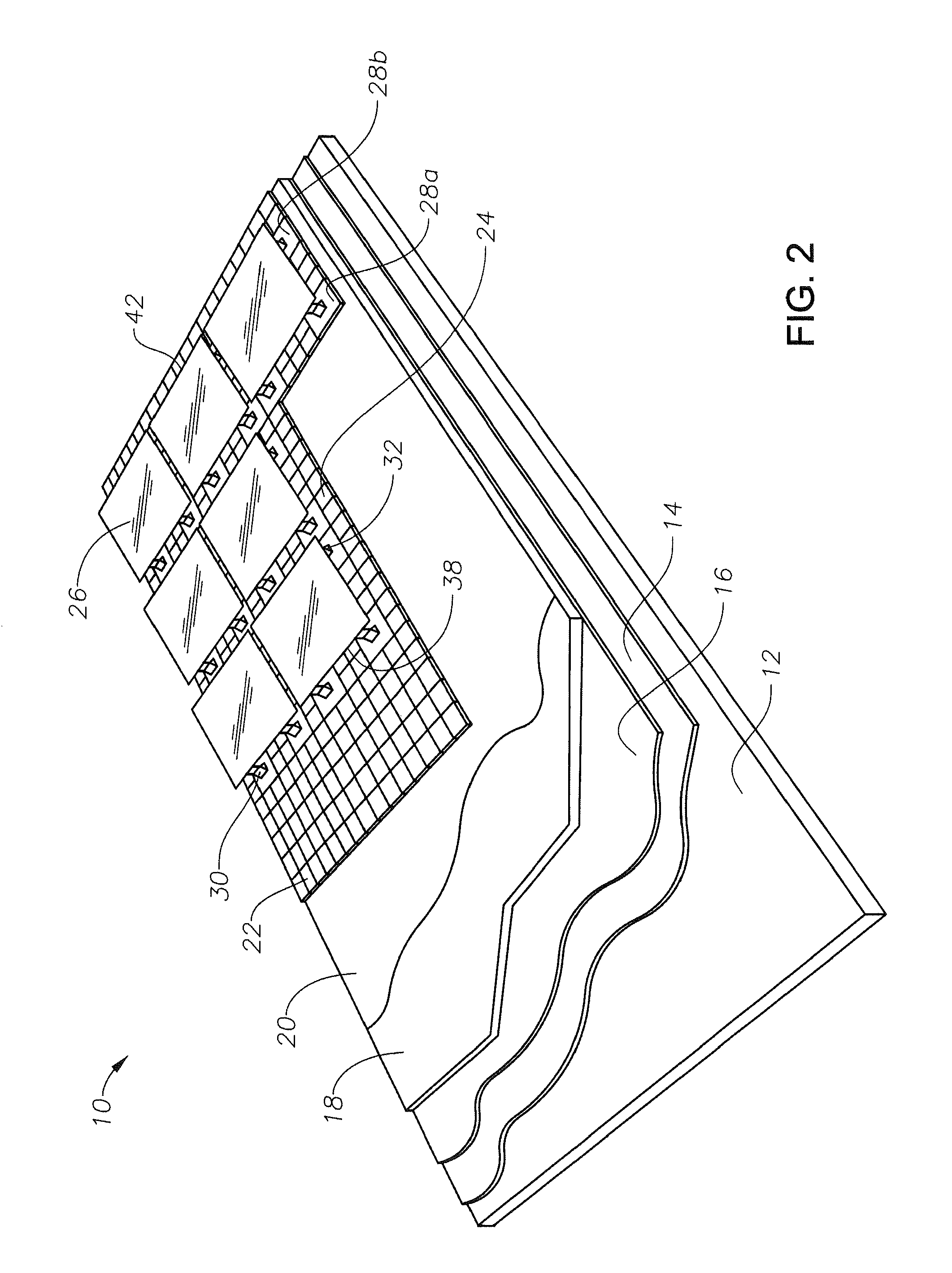 Self-ballasted, roof-integrated, lightweight FRC PV mounting system