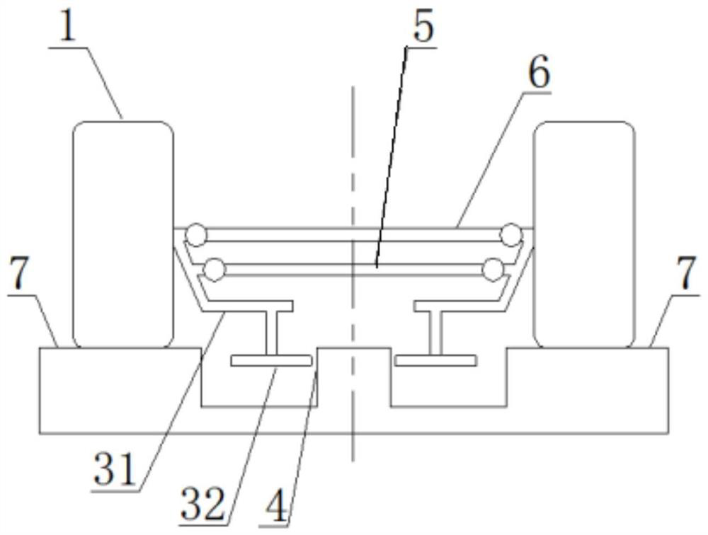 Guide rail type railway vehicle bogie guiding device and railway vehicle