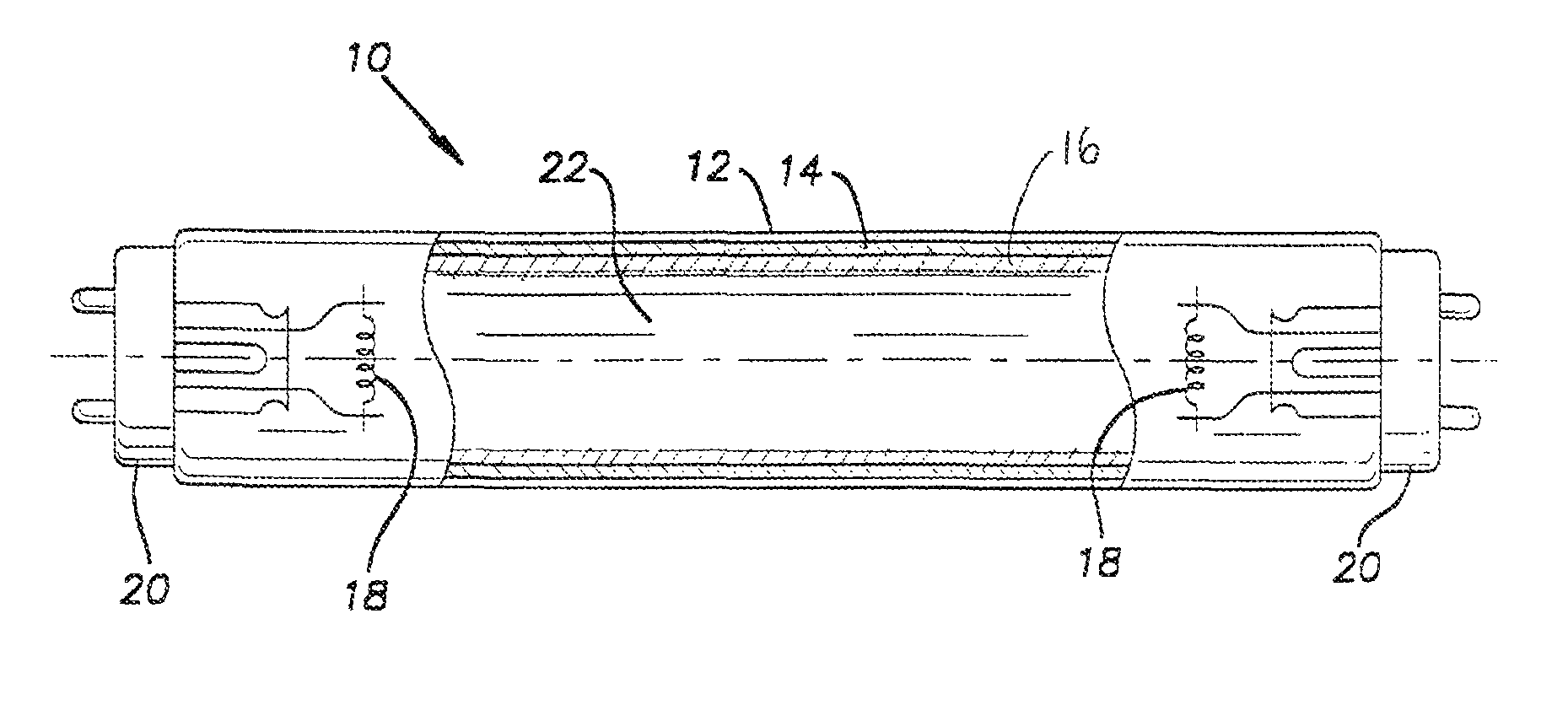 Fluorescent lamp with underlying yttrium vanadate phosphor layer and protective phosphor layer