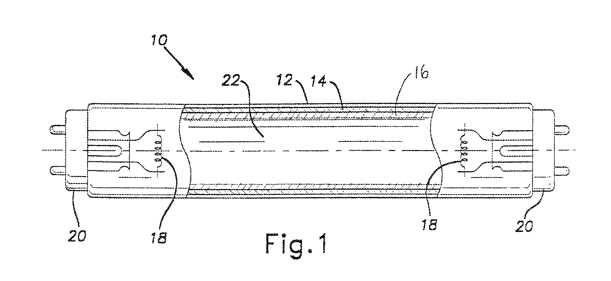 Fluorescent lamp with underlying yttrium vanadate phosphor layer and protective phosphor layer