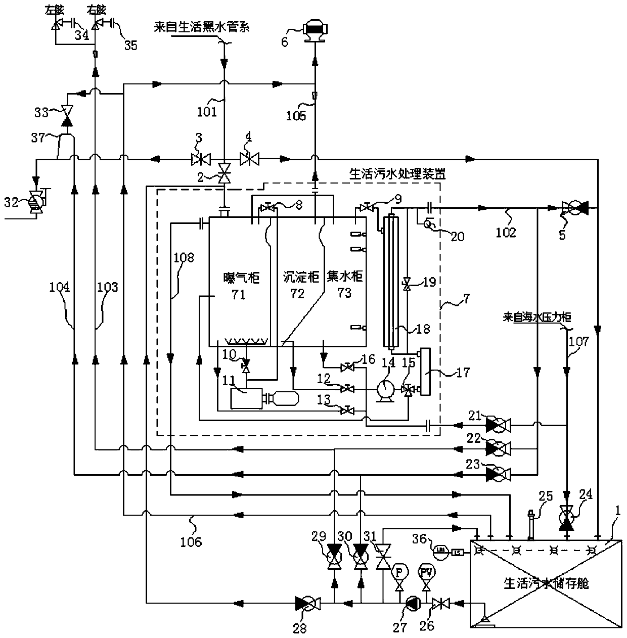 Ship domestic sewage treatment system