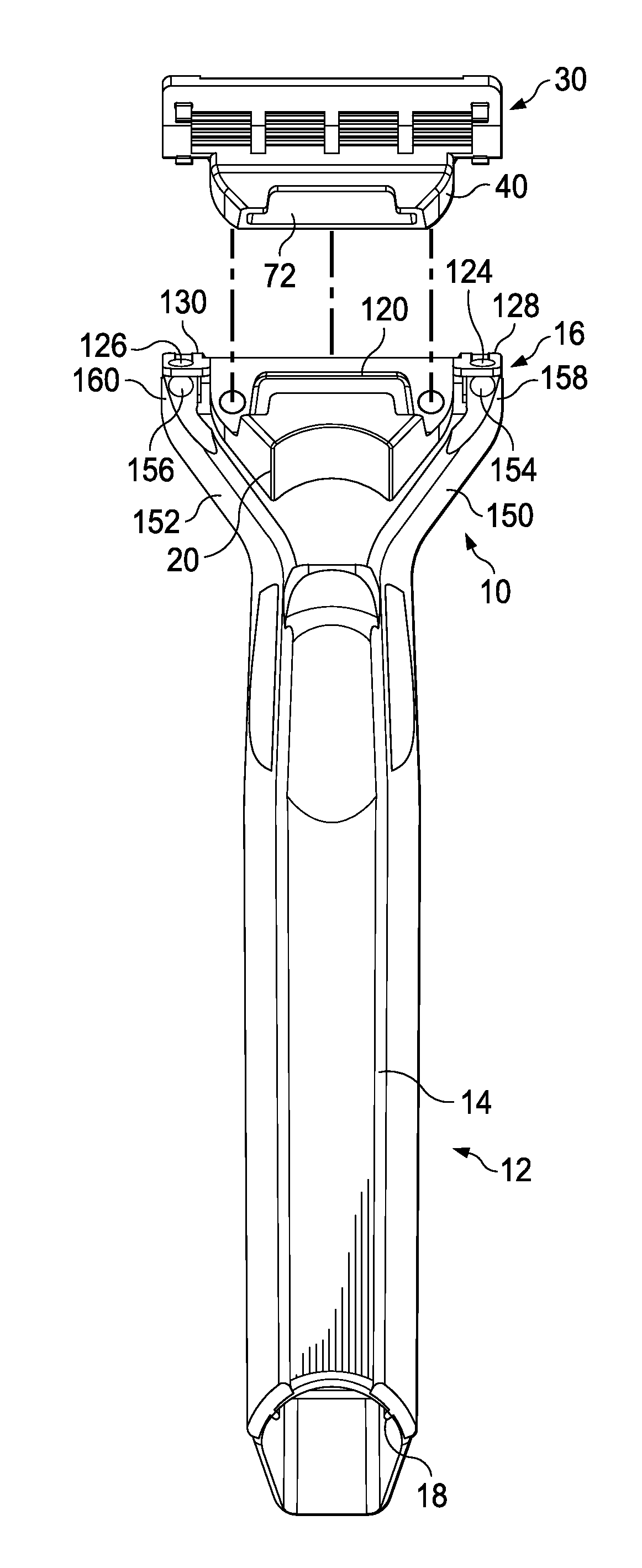 Removable razor cartridge having magnetic elements