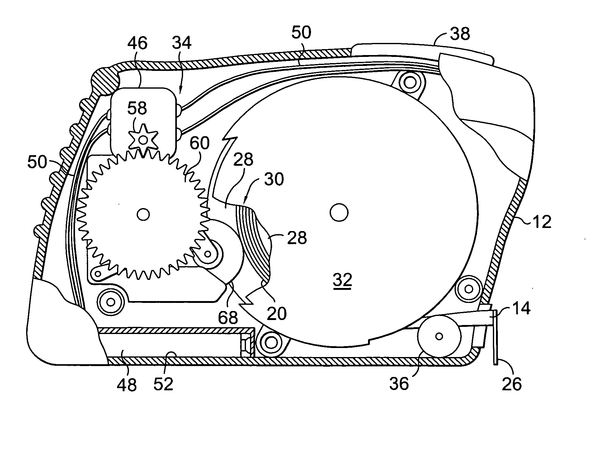 Tape measure utilizing mechanical decoupling of power tape extension feature for tape retraction