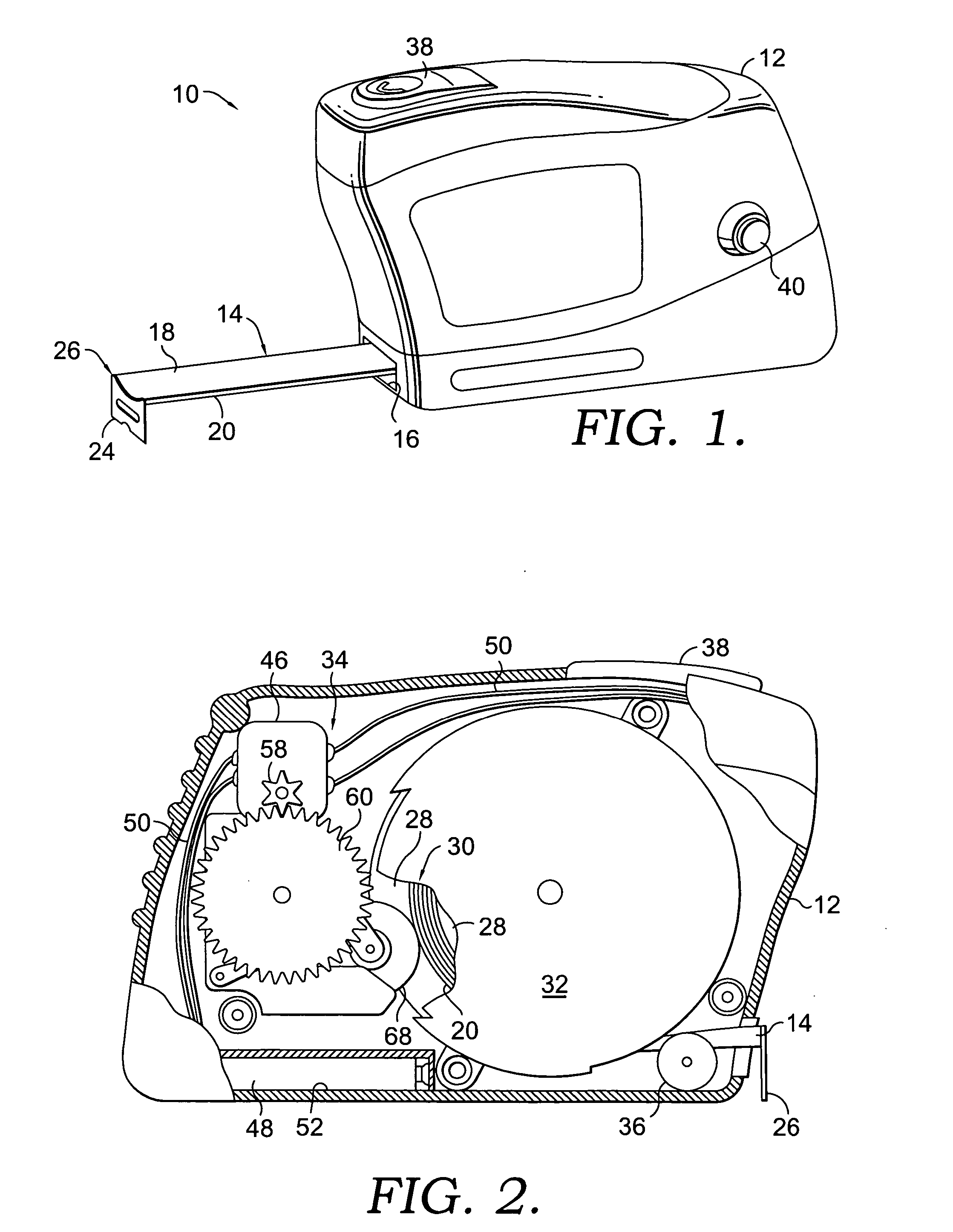 Tape measure utilizing mechanical decoupling of power tape extension feature for tape retraction