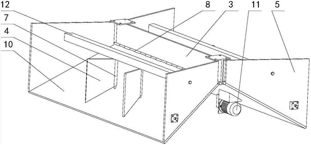 Discharging hopper capable of achieving flat heaping of fallen materials