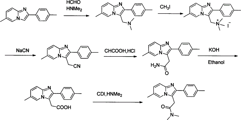 A kind of method for preparing compound zolpidem