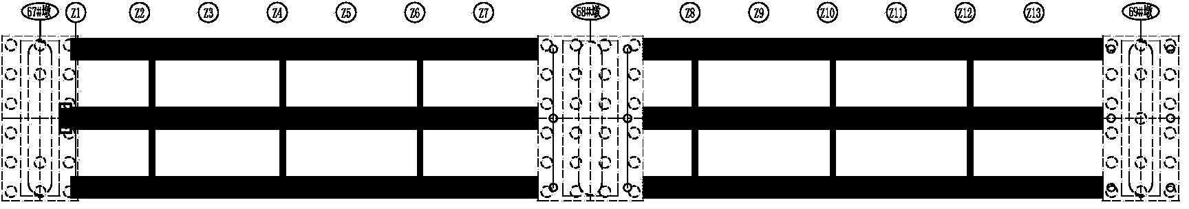 Long-distance pushing construction method of thee-main-truss steel truss beam in single-connection and double-span modes without guide beam