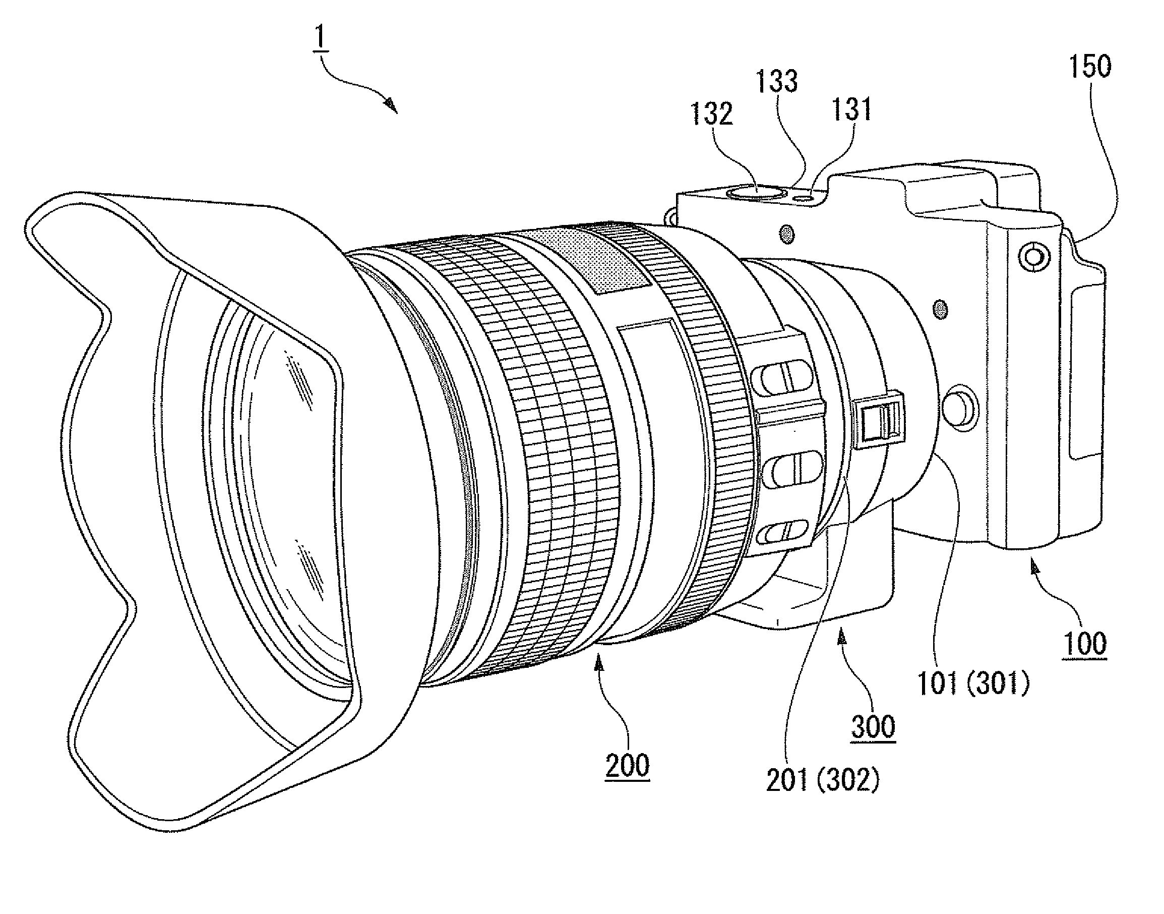 Adapter, camera system, and adapter control program