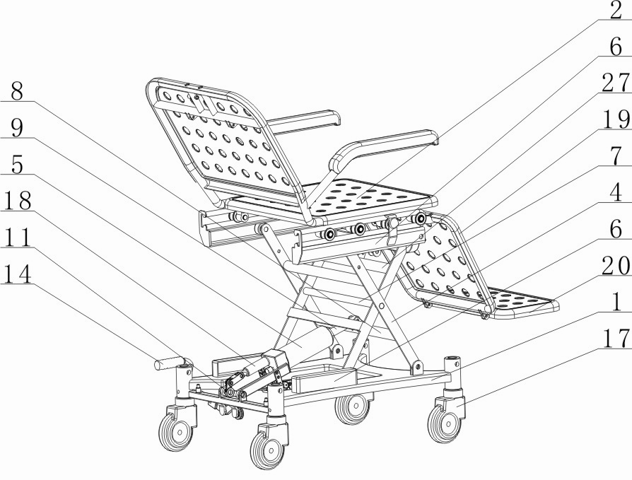 Wheelchair with liftable chair surface