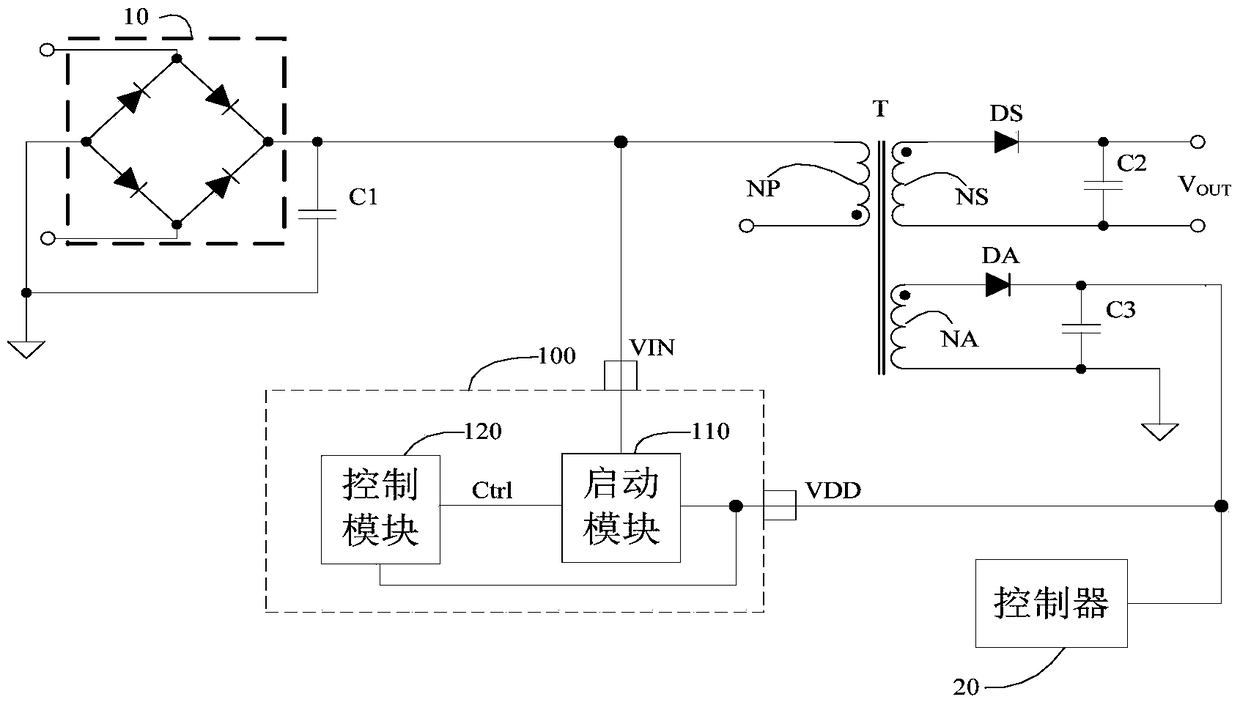 High-voltage starting circuit and high-voltage starting method