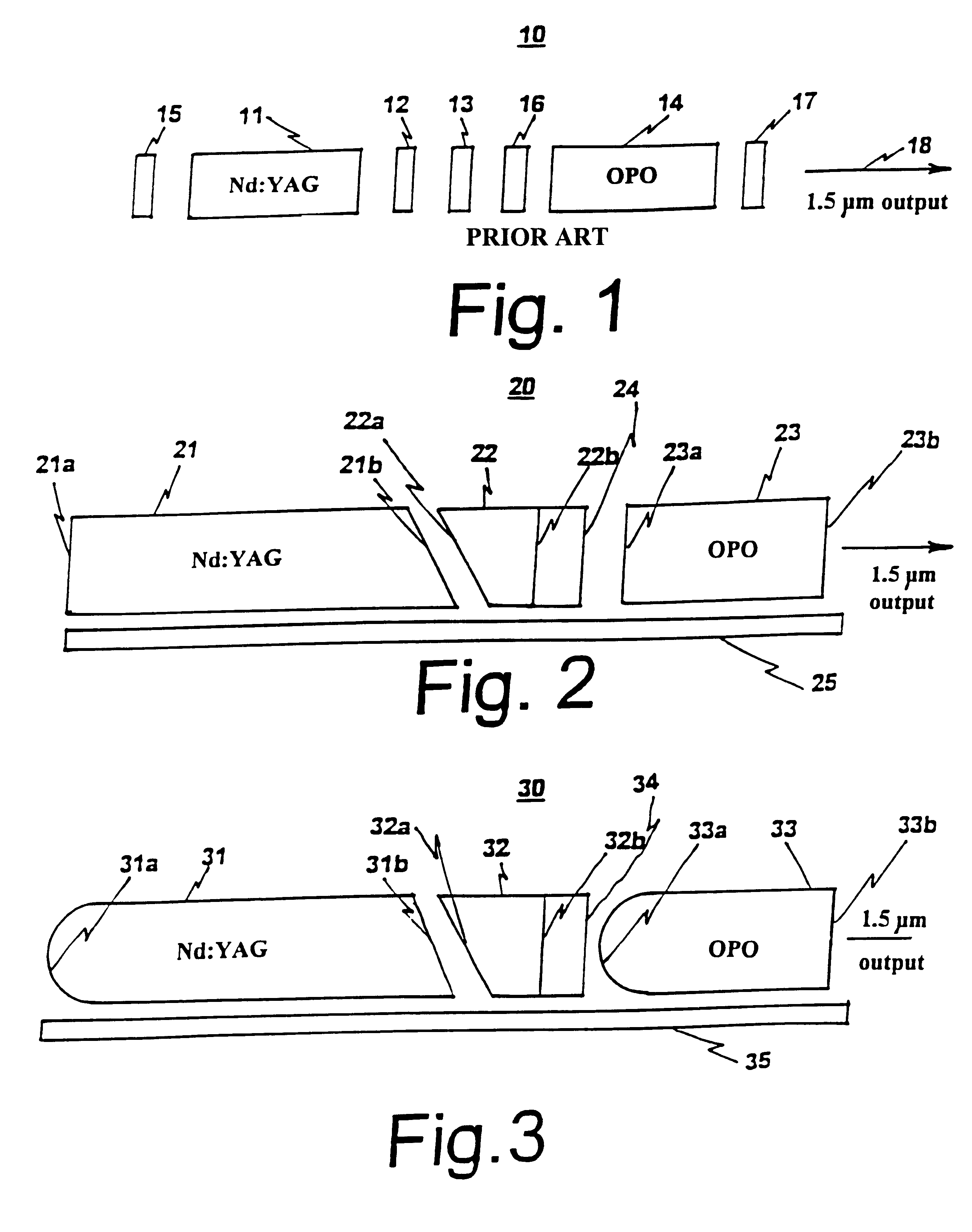 Pseudo-monolithic laser with an intracavity optical parametric oscillator