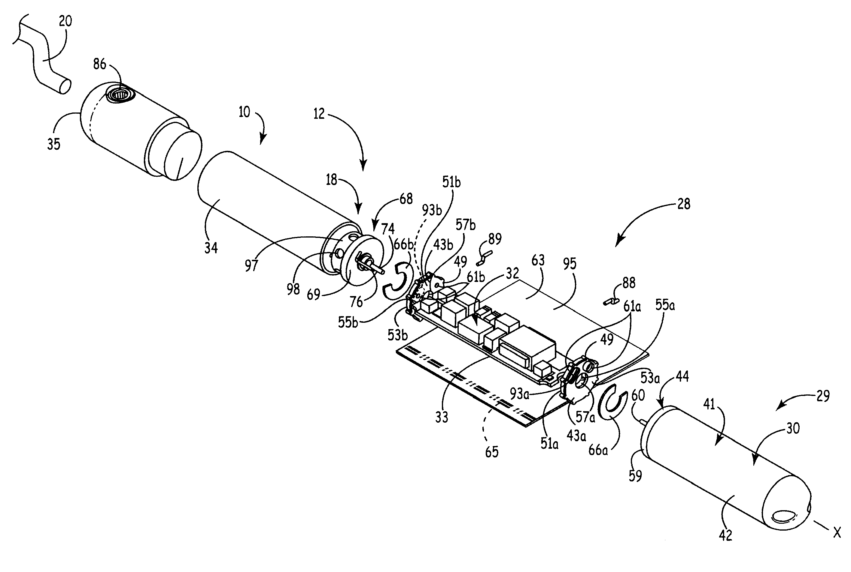 Elongate battery for implantable medical device