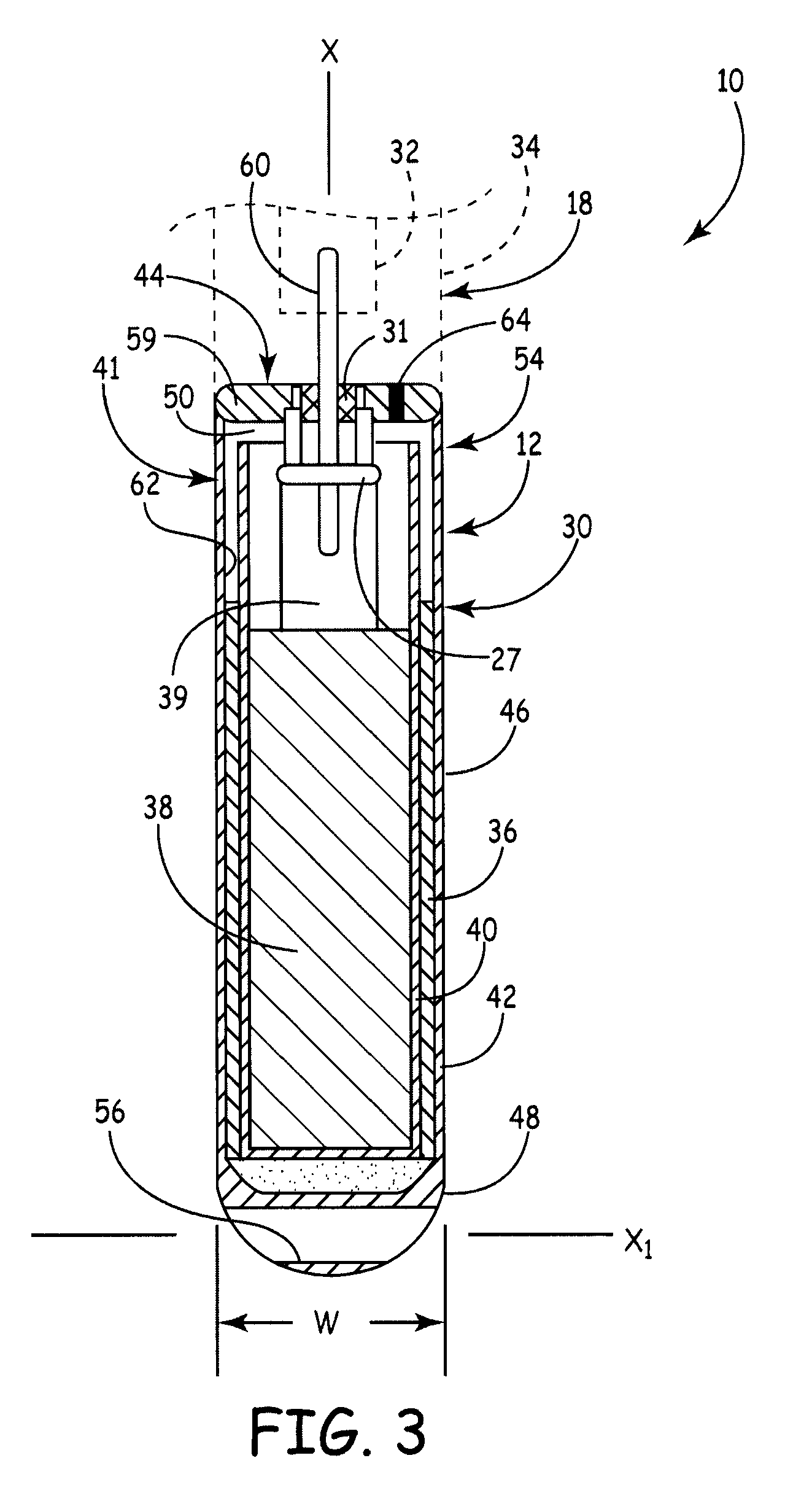 Elongate battery for implantable medical device