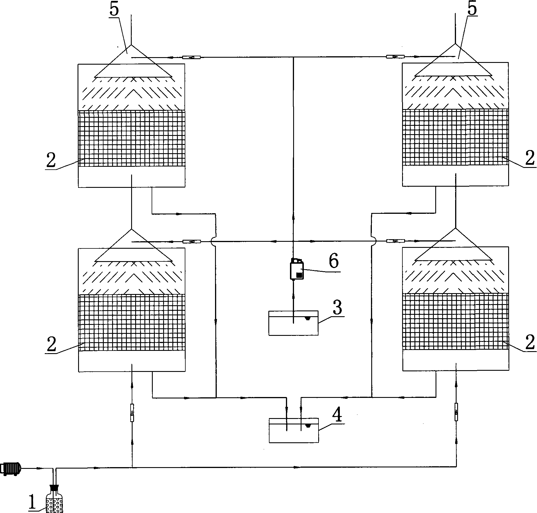 Discharge gas surface biofiltration scouring method